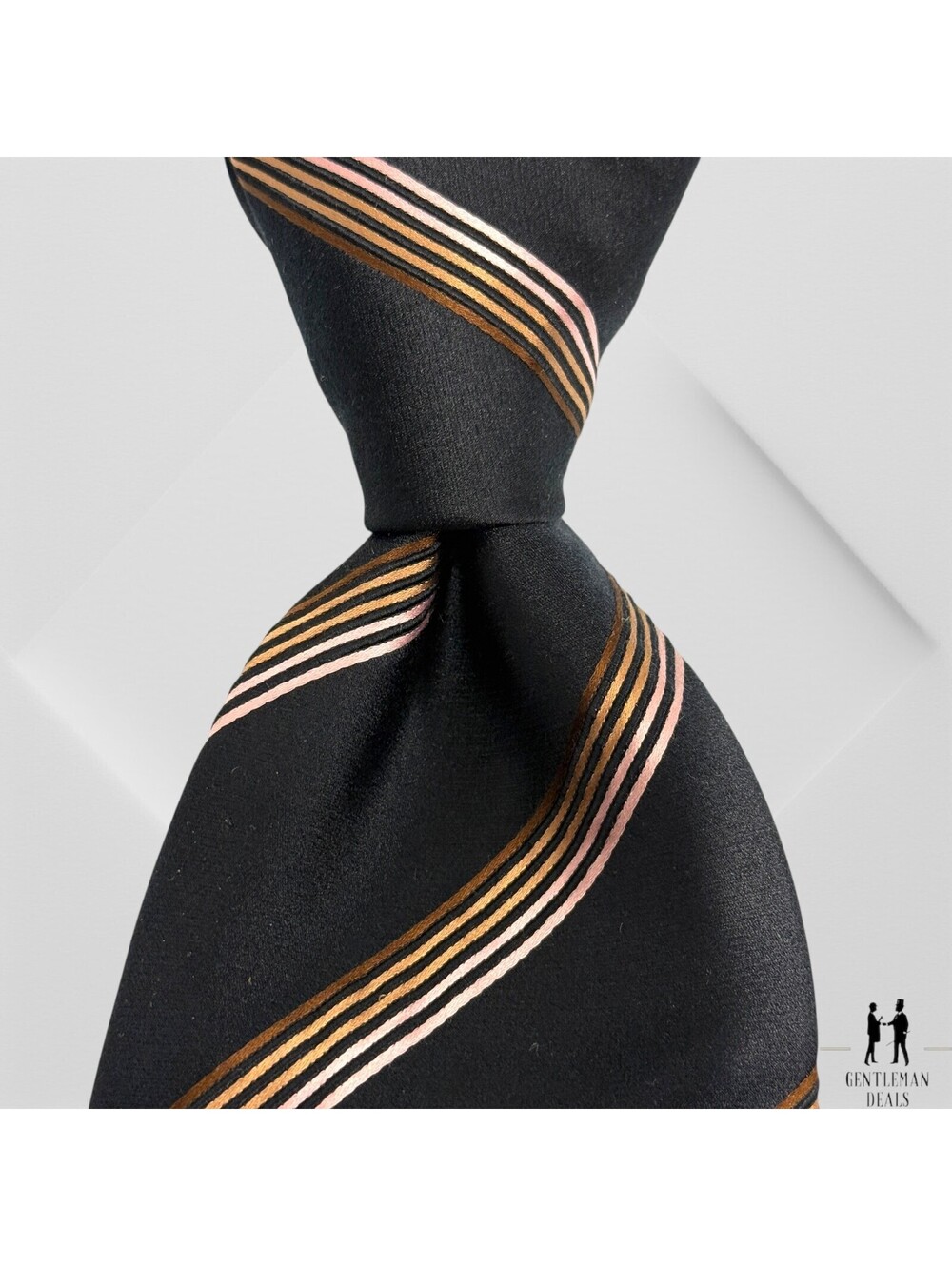 Ermenegildo Zegna Mens Neck Tie Regimental Heavy Silk 3D Striped 58x3.3/4  Black